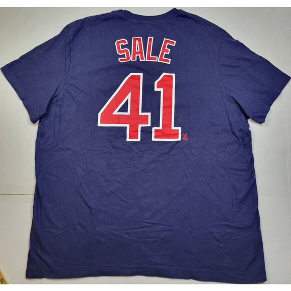 Nike Boston Red Sox Chris Sale #41 Navy Blue Cotton T-Shirt Men’s Size XL MLB - Picture 2 of 4